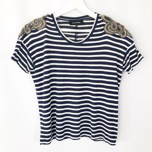 🍹 2/50$ The Kooples Beaded Diamond Embellished Shoulder T-Shirt